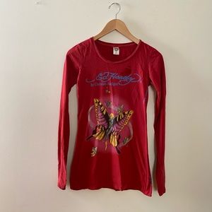 Ed Hardy women's long sleeve T shirt Butterfly